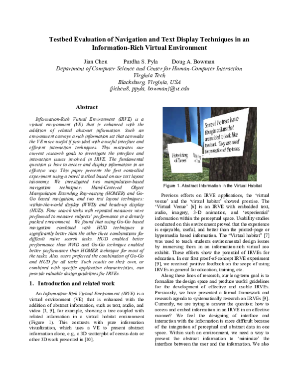 (PDF) Testbed evaluation of navigation and text display techniques in ...