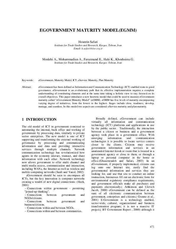 (PDF) eGovernment Maturity Model (eGMM)