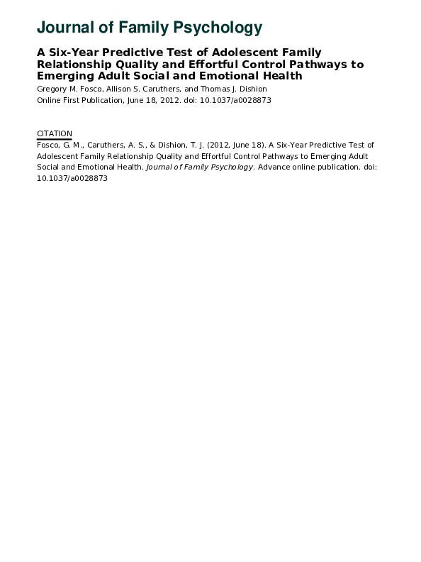 (PDF) A six-year predictive text of adolescent family relationship ...