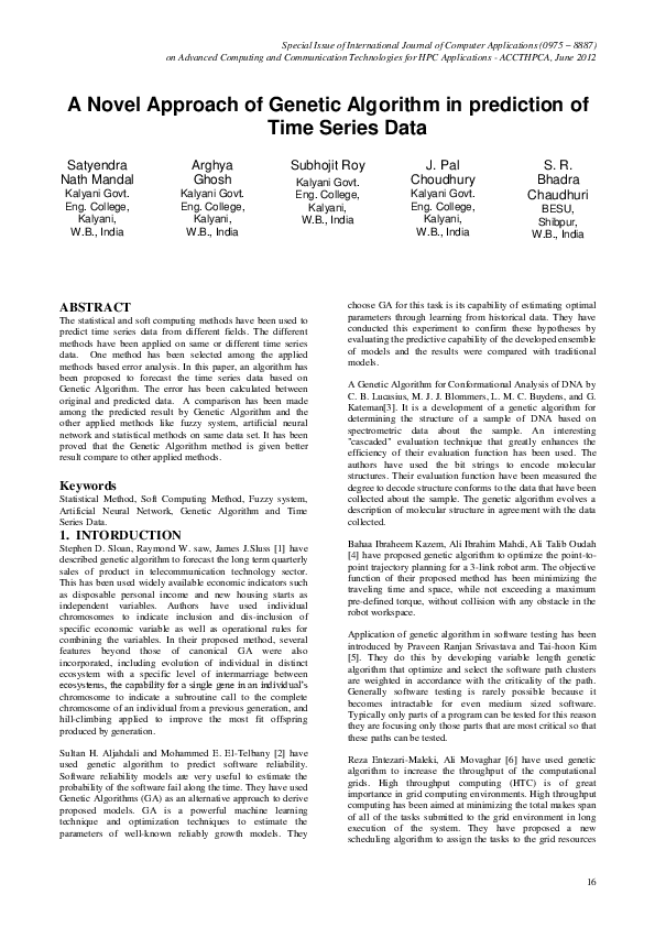 (PDF) A Novel Approach of Genetic Algorithm in prediction of Time ...