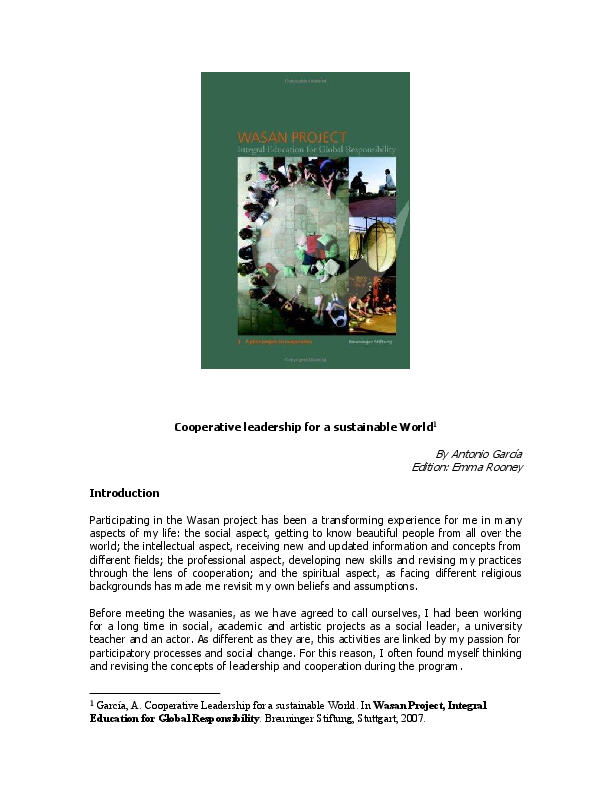 (PDF) Cooperative leadership for a sustainable world