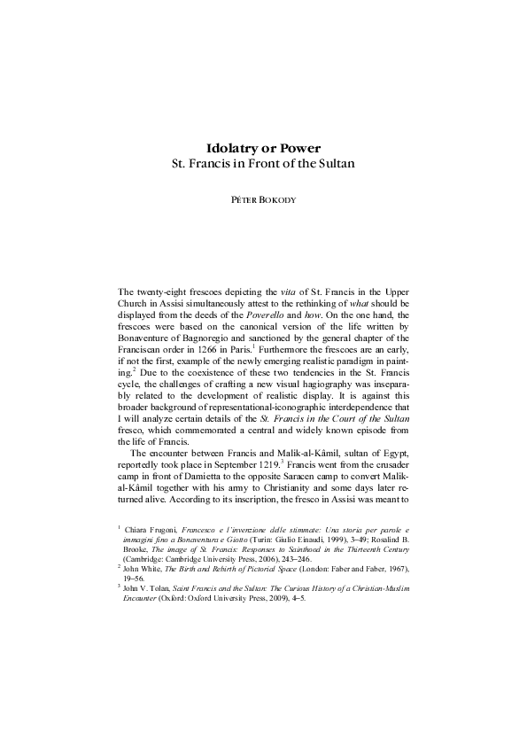 Idolatry or Power: St. Francis in Front of the Sultan