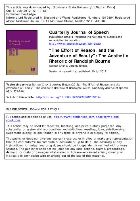 (PDF) “The Effort of Reason, and the Adventure of Beauty”:The Aesthetic ...