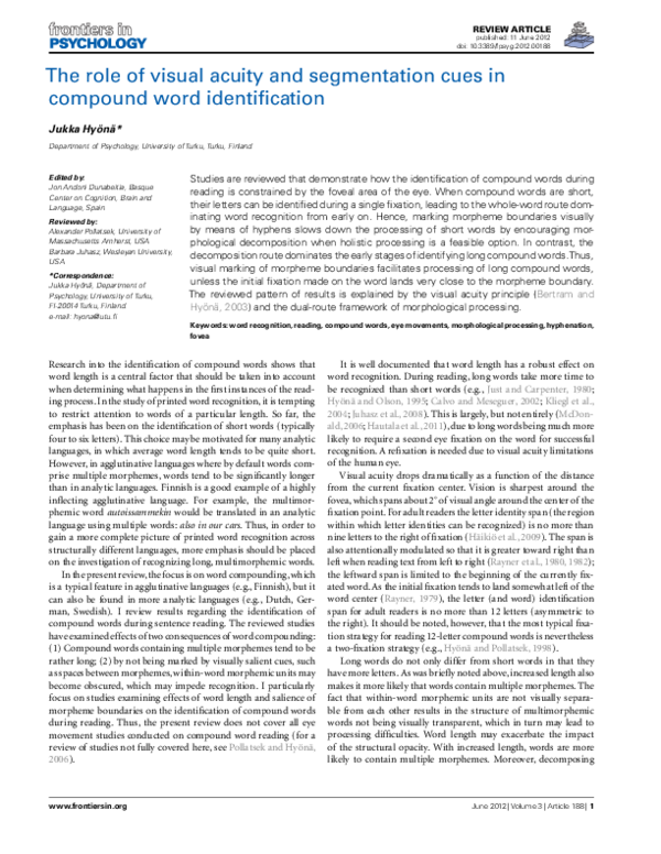(PDF) The role of visual acuity and segmentation cues in compound word ...