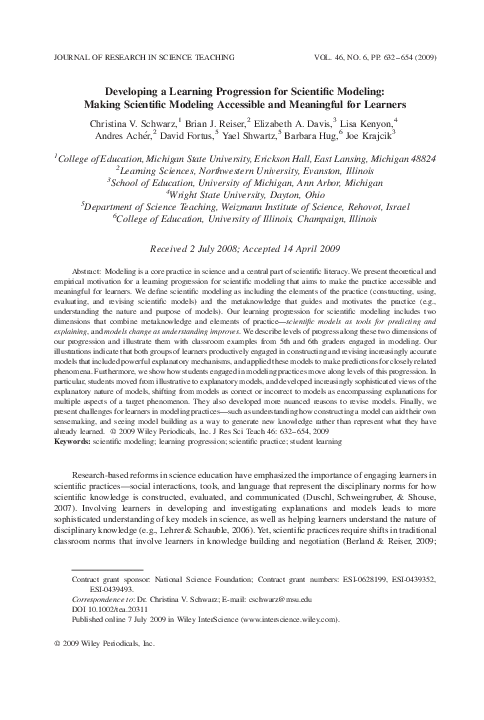 (PDF) Developing a learning progression for scientific modeling: Making ...