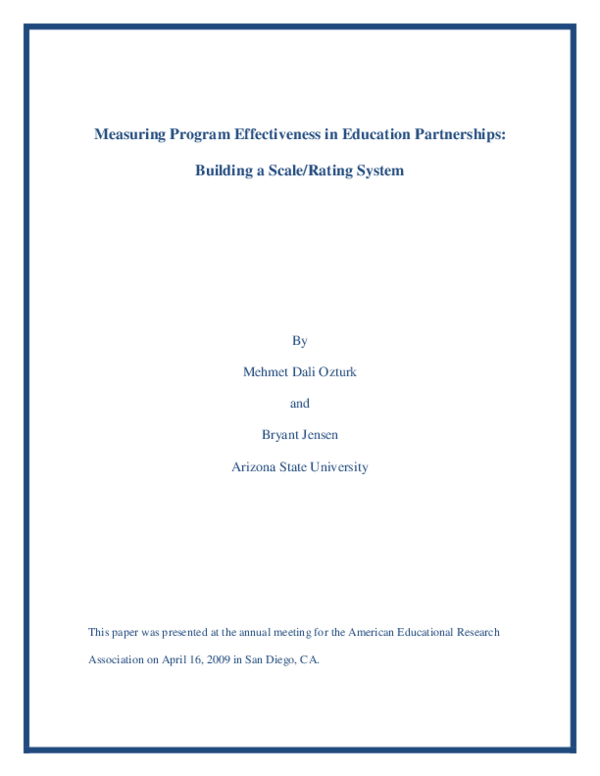 (PDF) Measuring Program Effectiveness in Education Partnerships ...