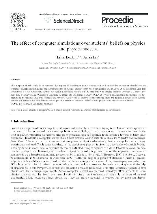 (PDF) The effect of computer simulations over students' beliefs on ...