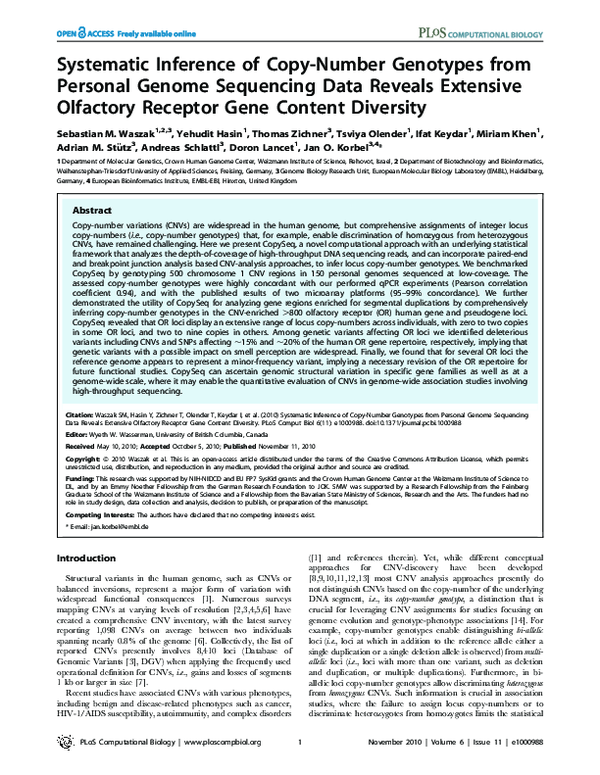 (PDF) Systematic inference of copy-number genotypes from personal ...