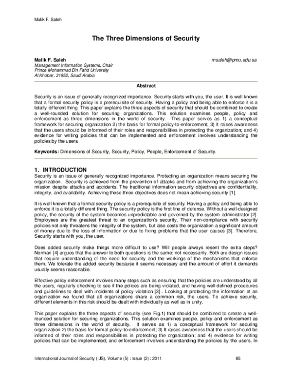 (PDF) The Three Dimensions of Security