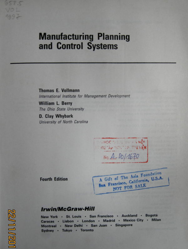 (PDF) Manufacturing planning and control systems