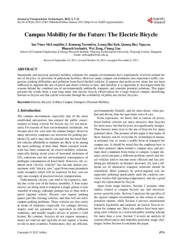 electric bicycle research paper pdf