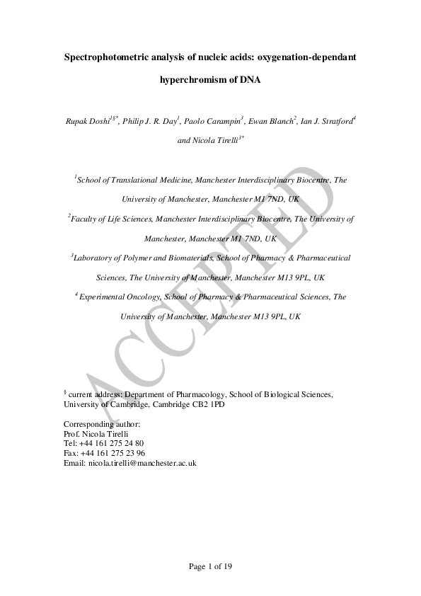 (PDF) Spectrophotometric analysis of nucleic acids oxygenation