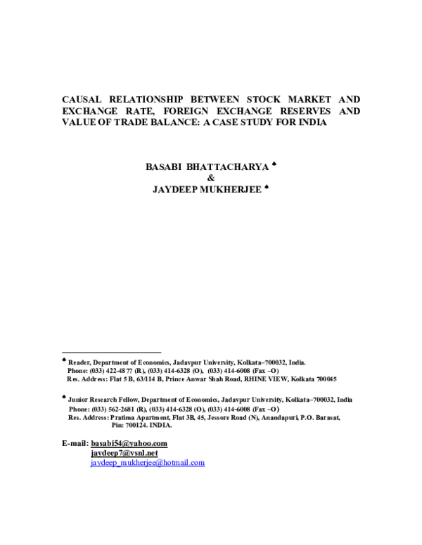 (PDF) Causal relationship between stock market and exchange rate ...