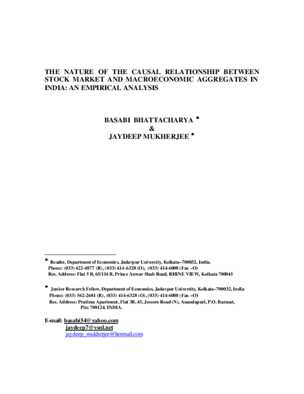 (PDF) The Nature of the Causal Relationship between Stock Market and ...