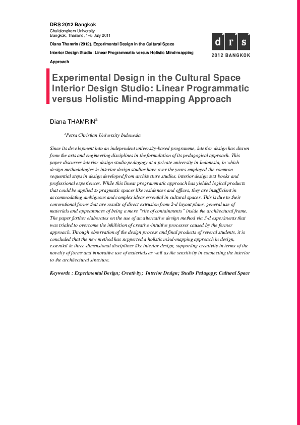 (PDF) Experimental Design in the Cultural Space Interior Design Studio ...