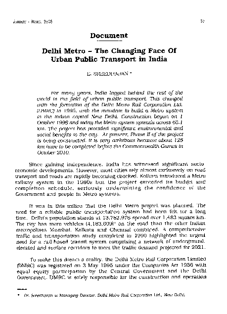 (PDF) Delhi Metro—The Changing Face Of Urban Public Transport in India