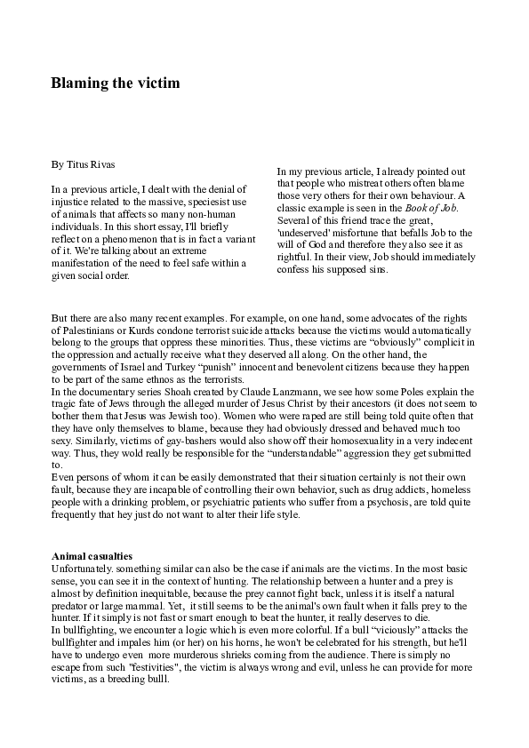 Opinions about victim blaming image