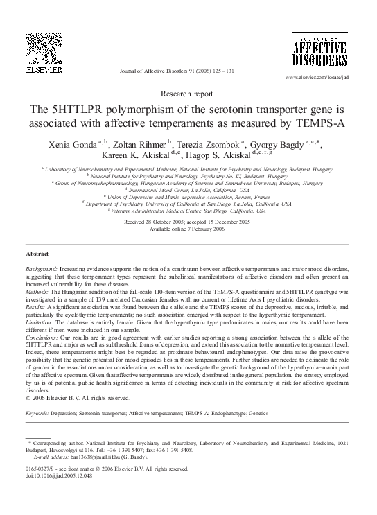 (PDF) The 5HTTLPR polymorphism of the serotonin transporter gene is ...