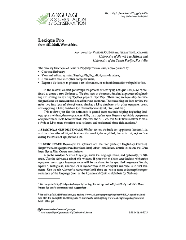 (PDF) Review of LexiquePro