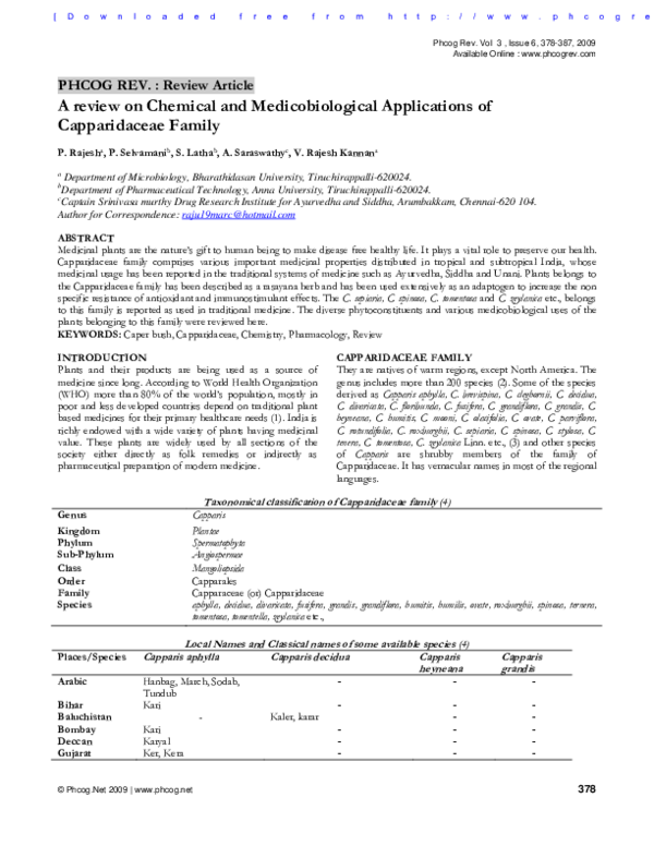 Pdf Journal Of Pharmacognosy Review Article Title A Review On