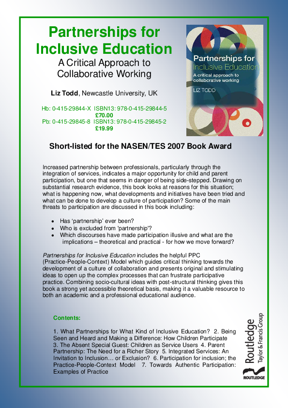 Partnership for Inclusive Education: A Critical Approach to Collaborative Working