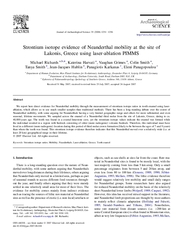 (PDF) Richards, M. et al. (2008) Strontium isotope evidence of ...