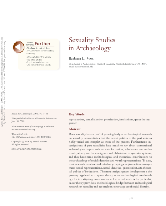 (PDF) Voss, B. L. 2008. Sexuality studies in archaeology. Annual Review