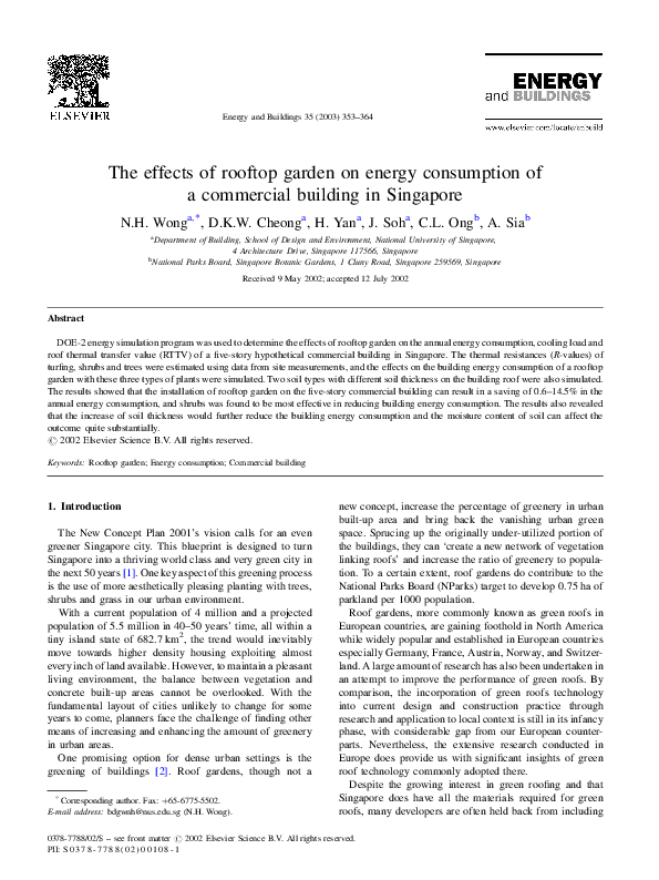 (PDF) The effects of rooftop garden on energy consumption of a