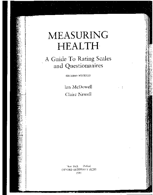 (PDF) Measuring health: a guide to rating scales and questionnaires