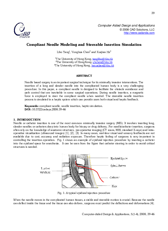 (PDF) Compliant Needle Modeling and Steerable Insertion Simulation