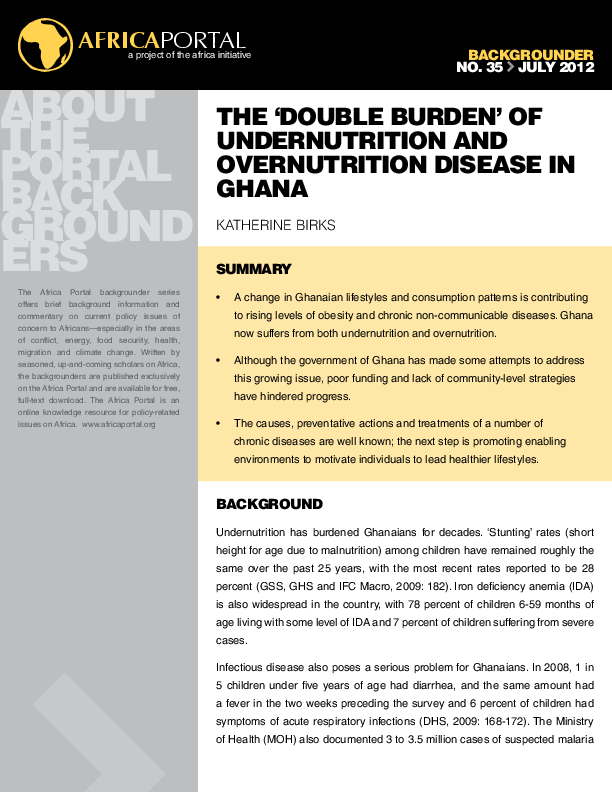 (PDF) The Double Burden of Undernutrition and Overnutrition in Ghana