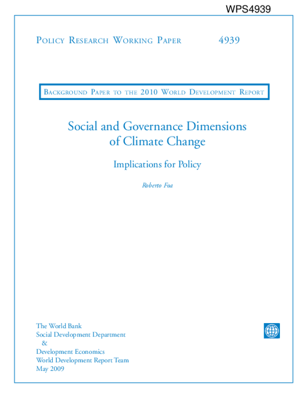 (PDF) Social and Governance Dimensions of Climate Change