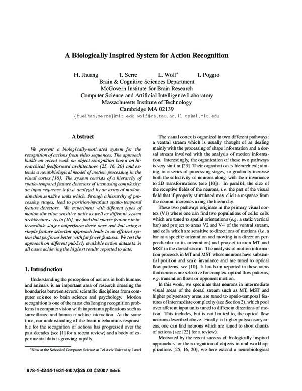 (PDF) A biologically inspired system for action recognition