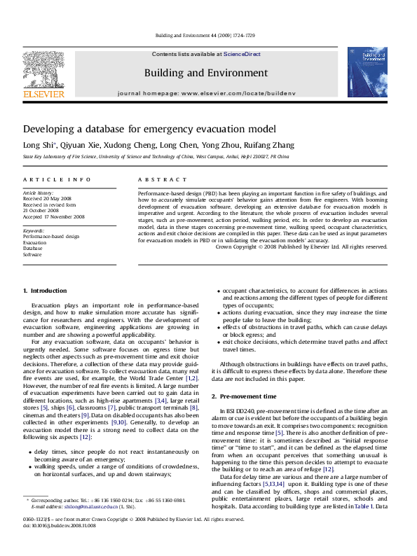 (PDF) Developing a database for emergency evacuation model
