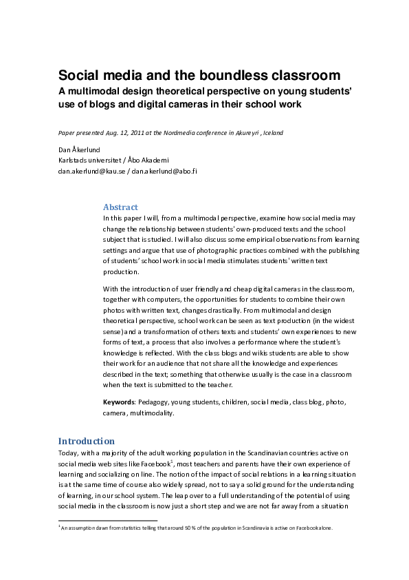 (PDF) Social media and the boundless classroom