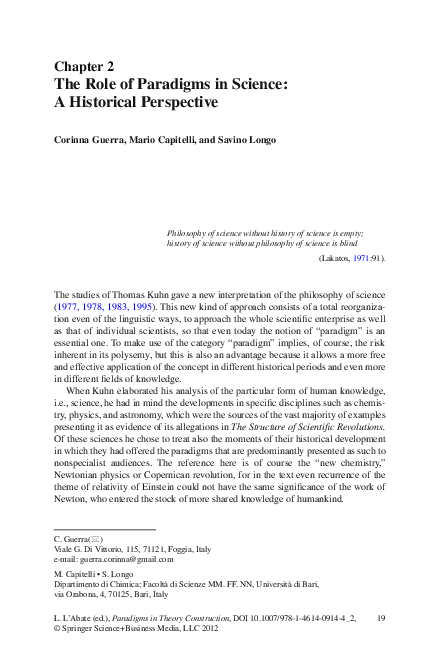 (PDF) The Role of Paradigms in Science: A Historical Perspective