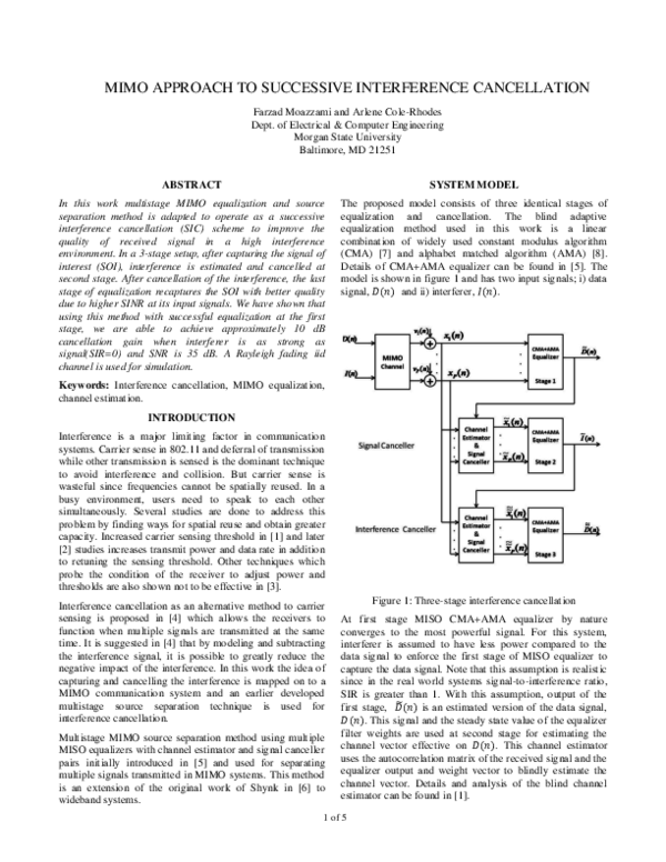 (PDF) MIMO approach to successive interference cancellation