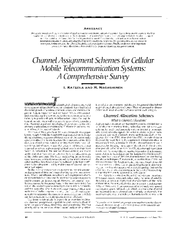 (PDF) Channel assignment schemes for cellular mobile telecommunication ...