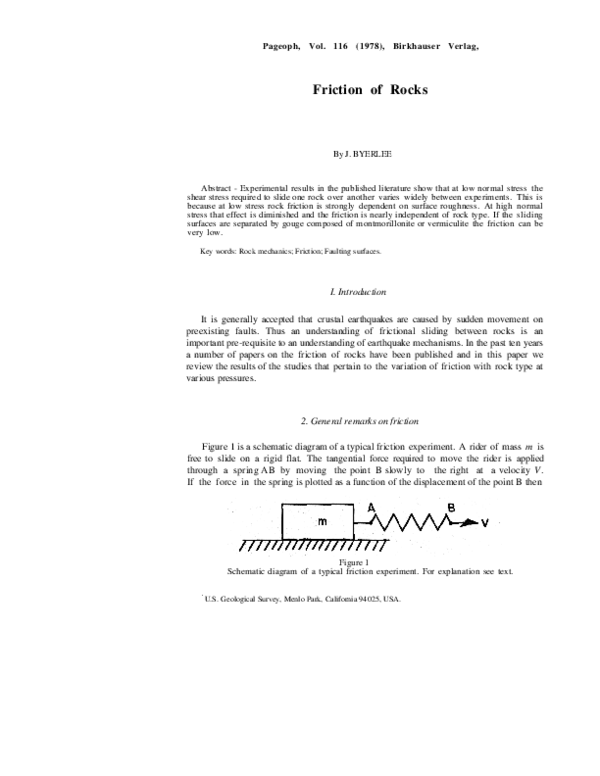 (PDF) Friction of rocks