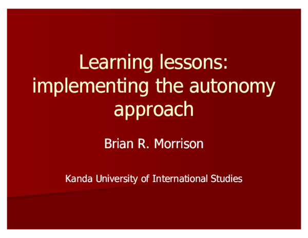 (PPT) Learning Lessons: Implementing the Autonomy Approach