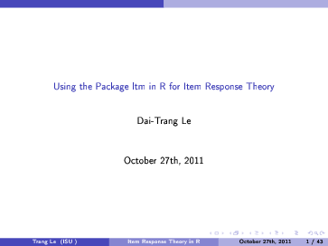 (PDF) Using the Package ltm in R for Item Response Theory