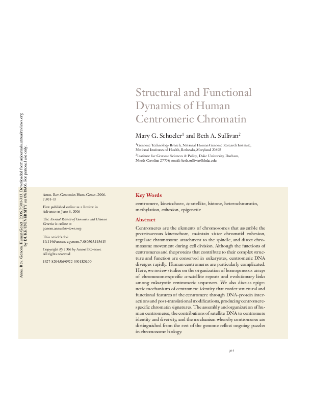 (PDF) Structural and functional dynamics of human centromeric chromatin
