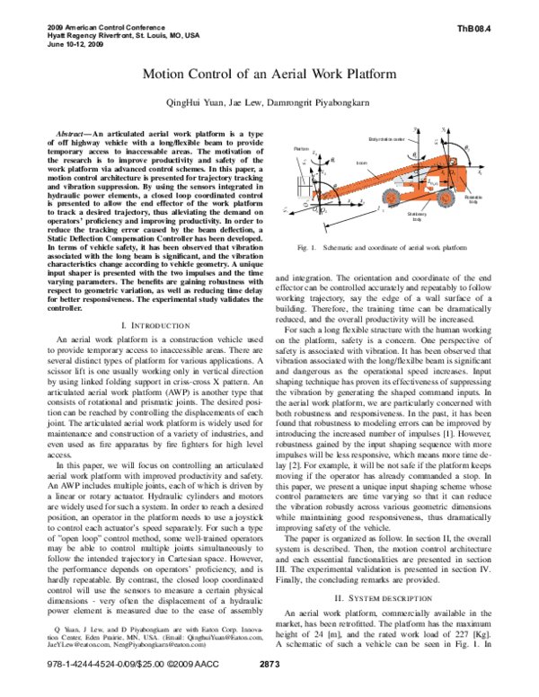 (PDF) Motion control of an aerial work platform