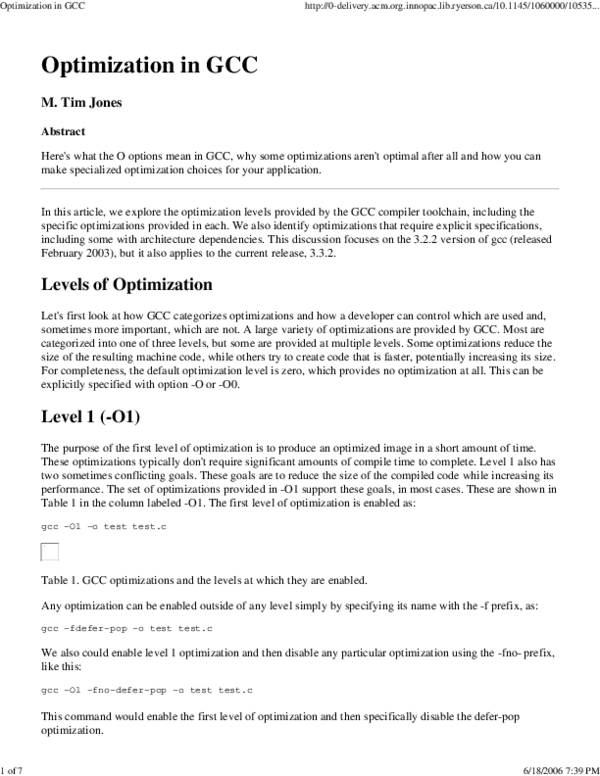 (PDF) Optimization in GCC