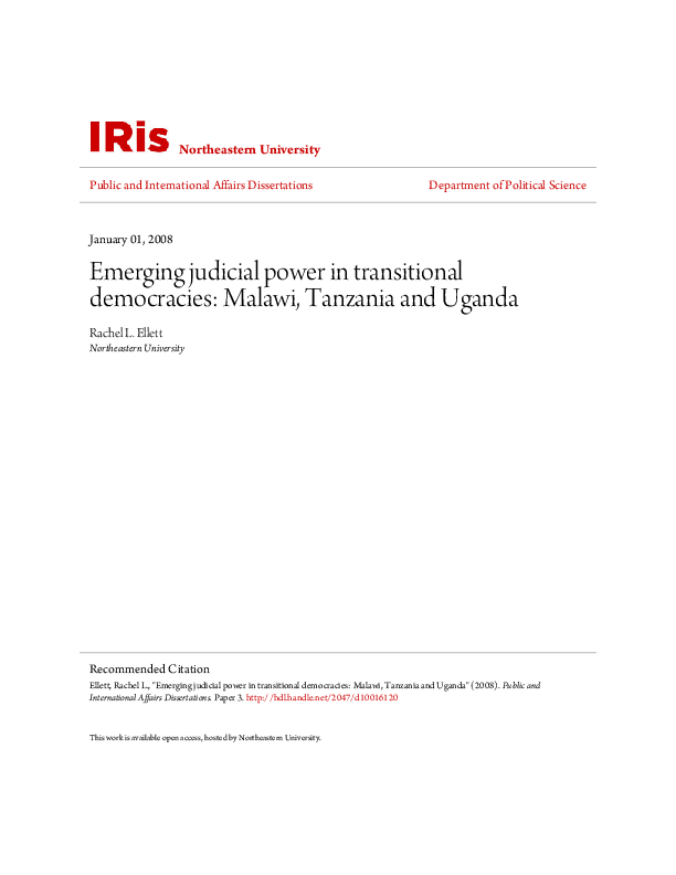 (PDF) Emerging judicial power in transitional democracies Malawi