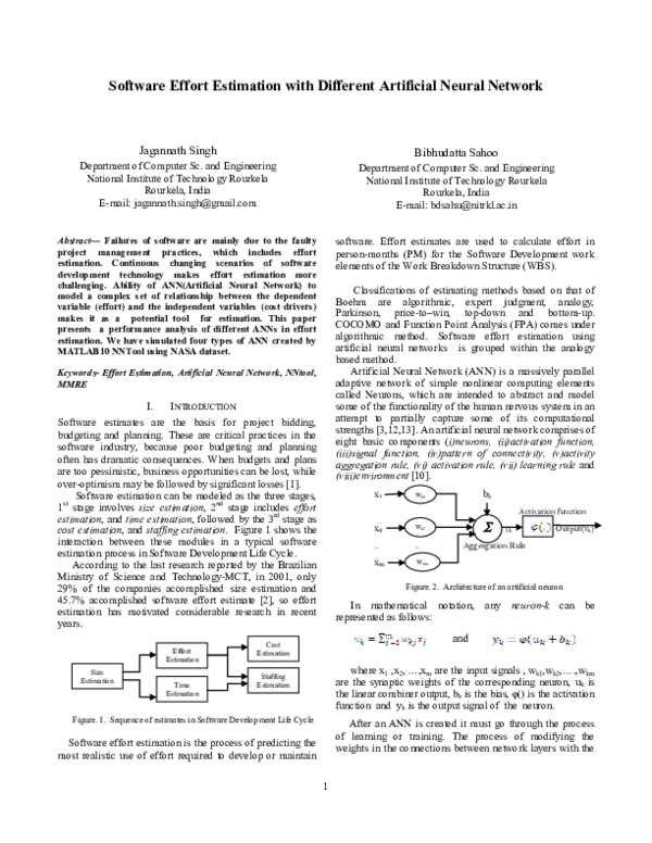 (PDF) Software Effort Estimation with Different Artificial Neural Network