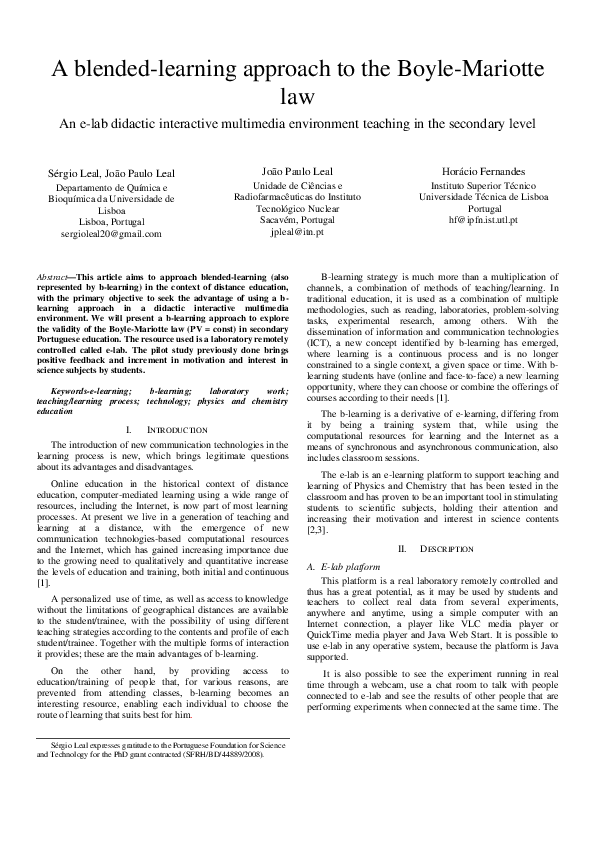 (PDF) A blended-learning approach to the Boyle-Mariotte law: An e-lab ...