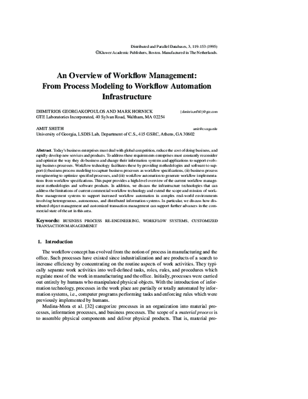 (PDF) An overview of workflow management: From process modeling to ...