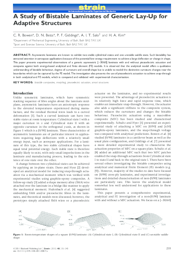 (PDF) A Study of Bistable Laminates of Generic Lay‐Up for Adaptive ...