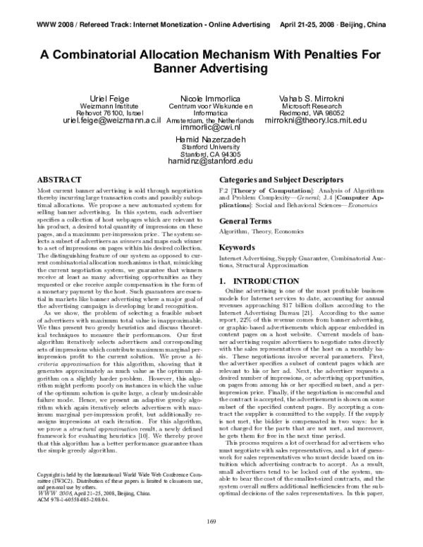 Pdf A Combinatorial Allocation Mechanism With Penalties For